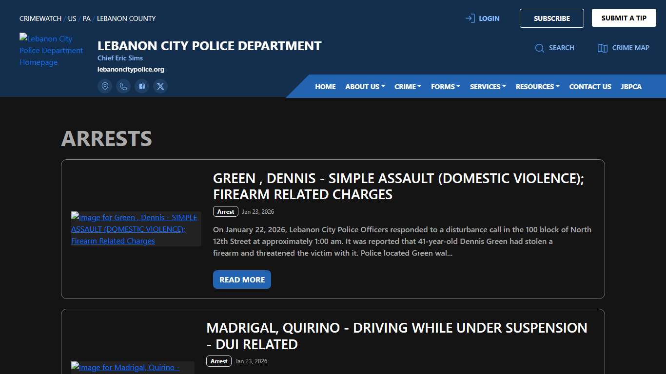 Lebanon City Police Department Arrests CRIMEWATCH